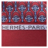 Hermès Vintage - Printed Silk Scarf - Rosso Bordeaux - Foulard in Seta - Alta Qualità Luxury