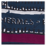 Hermès Vintage - Le Boubou H Cotton Scarf - Blue - Cotton Foulard - Luxury High Quality