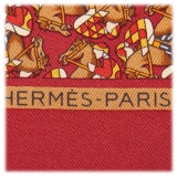 Hermès Vintage - Printed Silk Scarf - Rosso Bordeaux Multi - Foulard in Seta - Alta Qualità Luxury