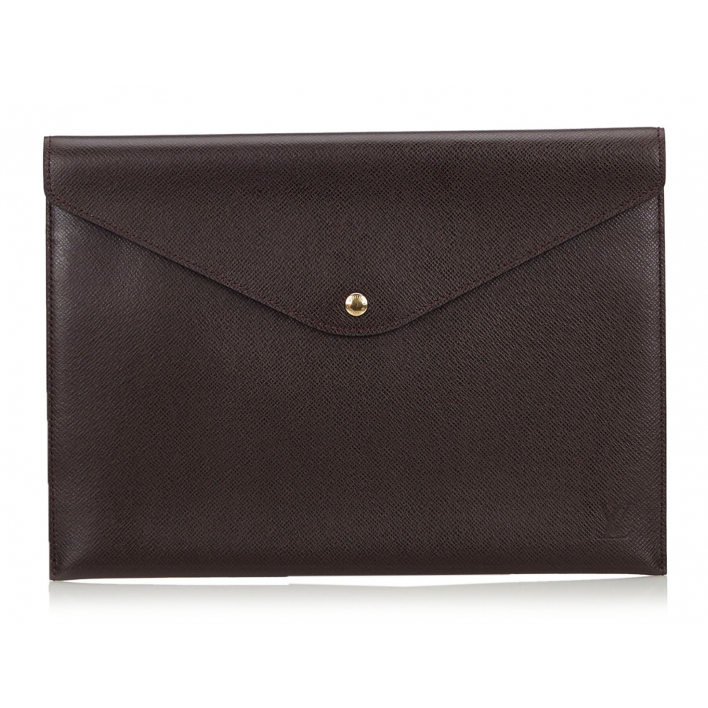 Louis Vuitton Vintage - Taiga Document Case Clutch Bag - Red Burgundy - Taiga Leather Pochette ...