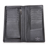 Louis Vuitton Vintage - Taiga Portefeuille Brazza Bi-Fold Long Wallet - Nero - Portafoglio in Pelle Taiga - Alta Qualità Luxury