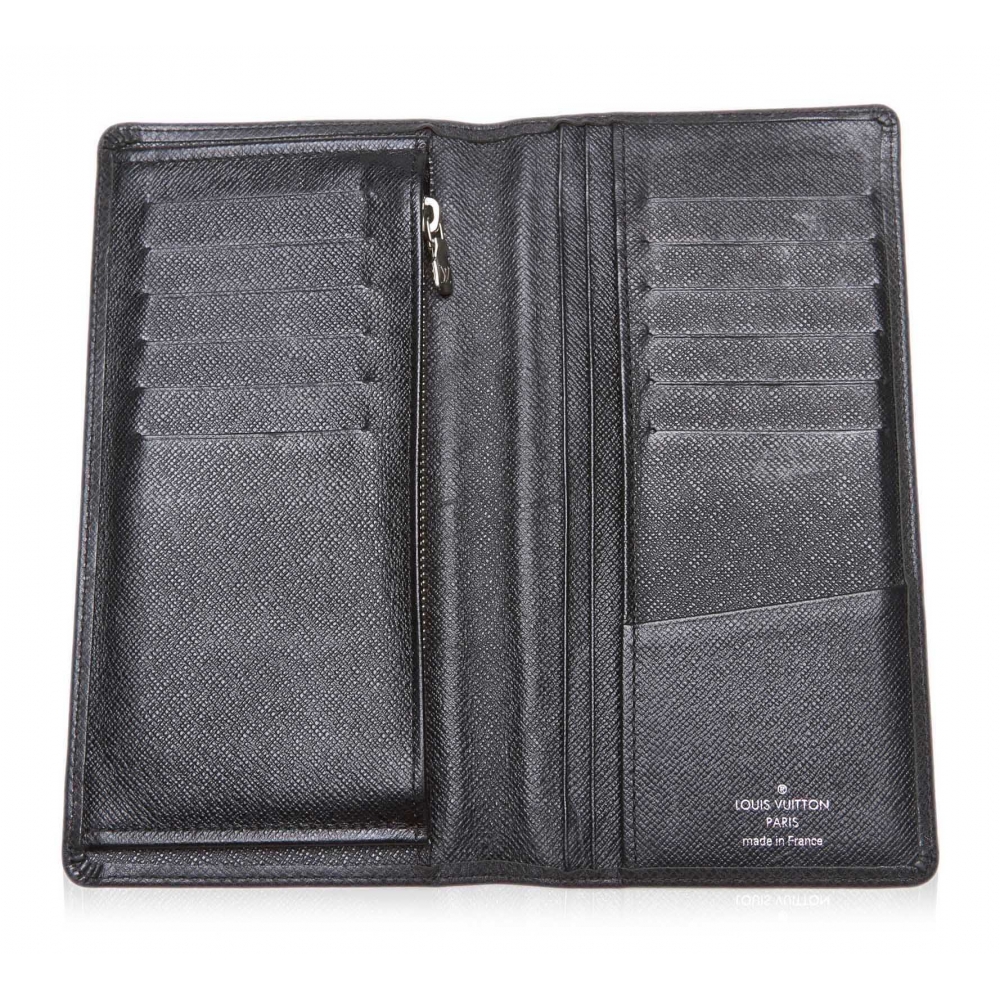 Louis Vuitton Vintage - Taiga Portefeuille Brazza Bi-Fold Long Wallet - Black - Taiga Leather ...