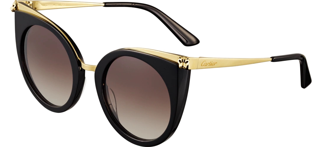 Cartier - Cat Eye - Acetate Combined Black Gold - Sunglasses