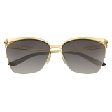 Cartier - Rectangular - Metal Gold Champagne Grey - Panthère de Cartier - Sunglasses - Cartier Eyewear