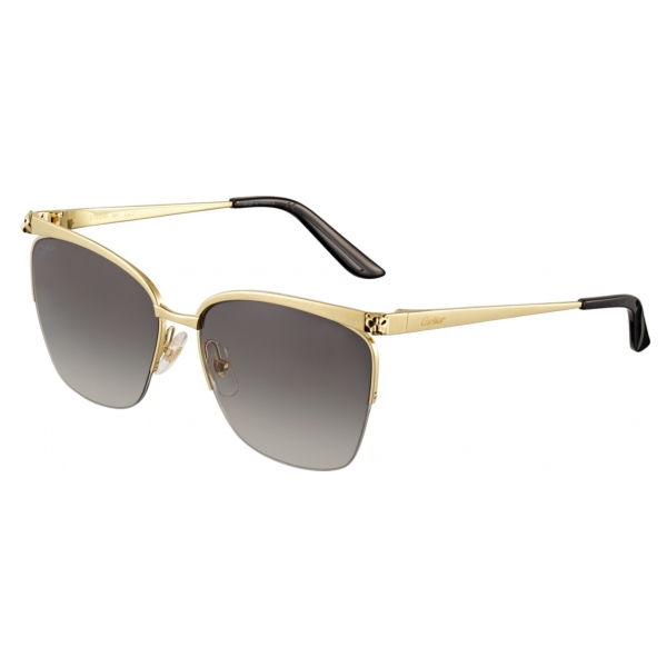 Cartier - Rectangular - Metal Gold Champagne Grey - Panthère de Cartier - Sunglasses - Cartier Eyewear