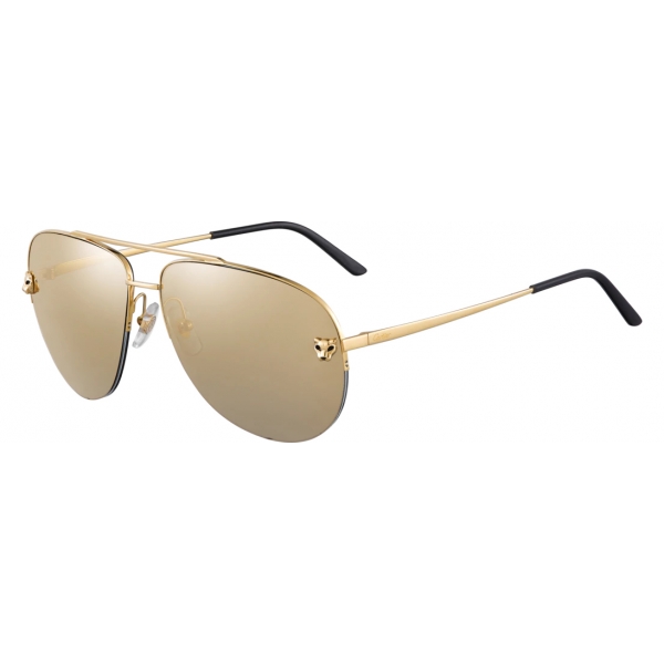 Cartier - Aviator - Metal, Golden Gold Finish - Panthère de Cartier - Sunglasses - Cartier Eyewear