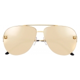 Cartier - Aviator - Metal, Golden Gold Finish - Panthère de Cartier - Sunglasses - Cartier Eyewear