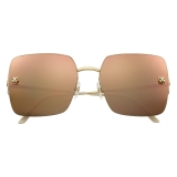 Cartier - Rectangular - Metal Gold Champagne Golden Pink - Panthère de Cartier - Sunglasses - Cartier Eyewear