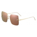 Cartier - Rectangular - Metal Gold Champagne Golden Pink - Panthère de Cartier - Sunglasses - Cartier Eyewear