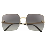 Cartier - Rectangular - Metal Gold Champagne Grey - Panthère de Cartier - Sunglasses - Cartier Eyewear