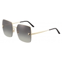 Cartier - Rectangular - Metal Gold Champagne Grey - Panthère de Cartier - Sunglasses - Cartier Eyewear