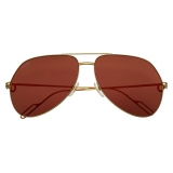 Cartier - Pilot - Metal Gold Champagne Bordeaux - Première de Cartier - Sunglasses - Cartier Eyewear