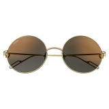 Cartier - Round - Metal Gold Champagne Grey - Première de Cartier - Sunglasses - Cartier Eyewear