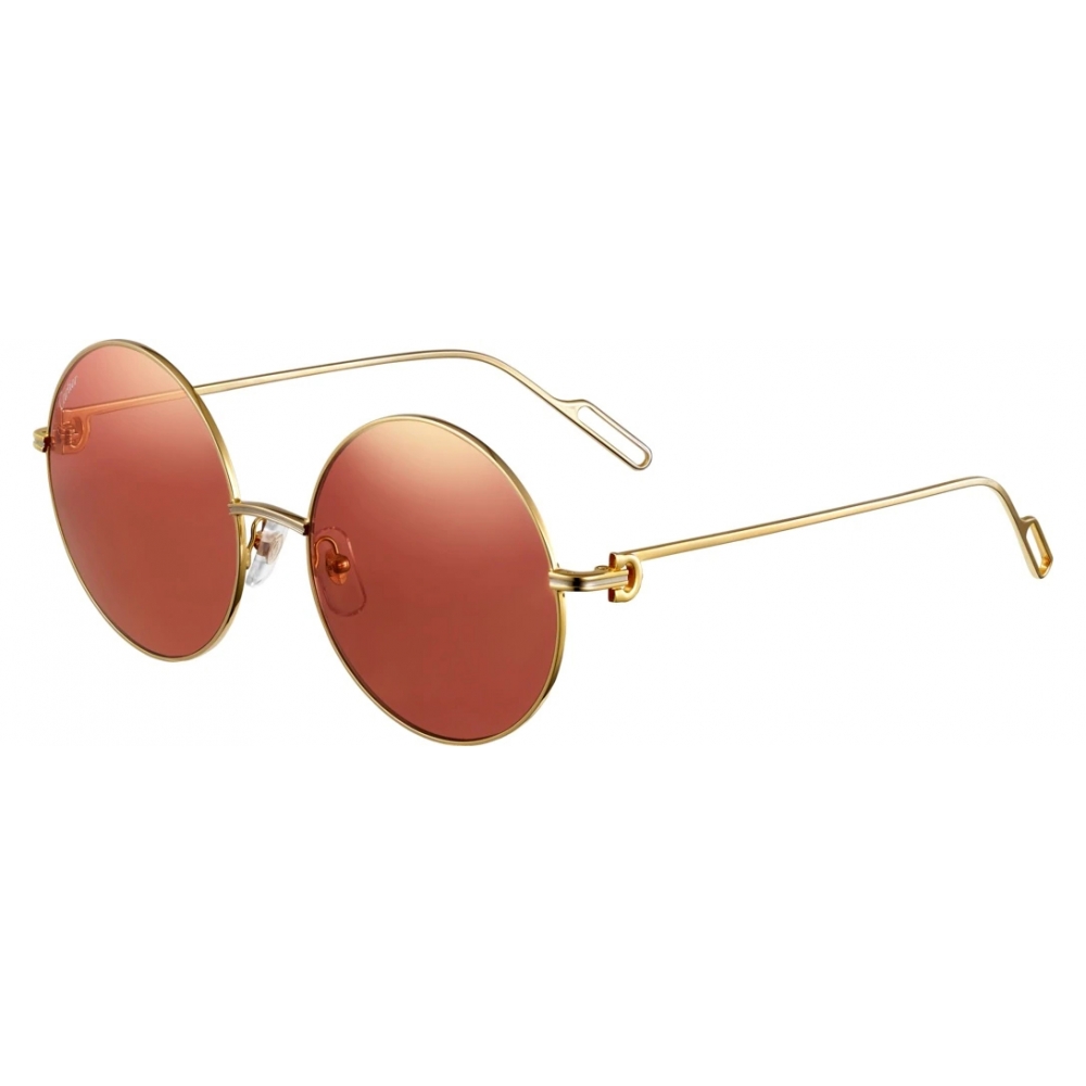 Cartier - Round - Metal Cyclamen Flash Gold - de Cartier - Sunglasses - Eyewear -