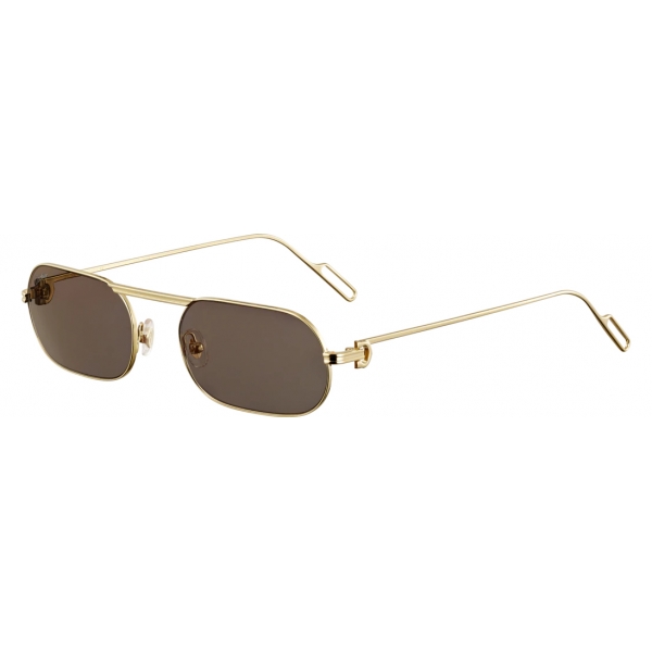 Cartier - Rectangular - Metal Gold Champagne Brown Flash Gold - Première de Cartier - Sunglasses - Cartier Eyewear