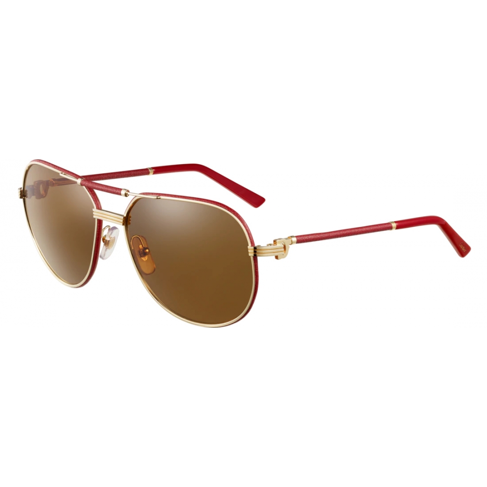 cartier red leather sunglasses