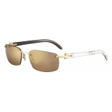 Cartier - Oval - White Buffalo Horn Gold Brown - C de Cartier - Sunglasses - Cartier Eyewear