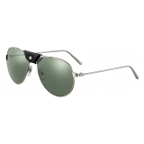 Cartier - Aviator - Metal Ruthenium Shiny Gold Gray - Santos de Cartier - Sunglasses - Cartier Eyewear