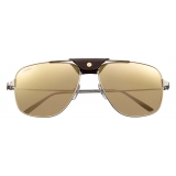 Cartier - Square - Metal Ruthenium White Gold - Santos de Cartier - Sunglasses - Cartier Eyewear