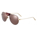 Cartier - Aviator - Metal Champagne Black Bordeaux - Santos de Cartier - Sunglasses - Cartier Eyewear