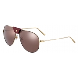 Cartier - Aviator - Metal Champagne Black Bordeaux - Santos de Cartier - Sunglasses - Cartier Eyewear