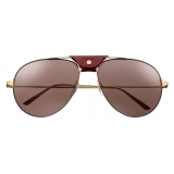 Cartier - Aviator - Metal Champagne Black Bordeaux - Santos de Cartier - Sunglasses - Cartier Eyewear