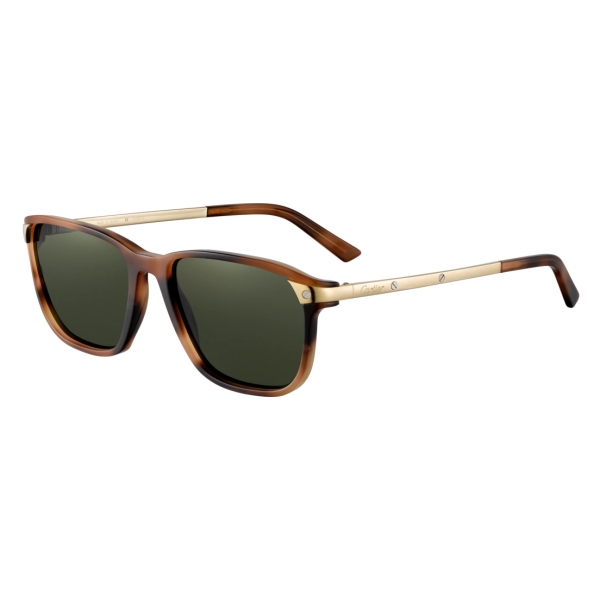 Cartier - Classic - Acetate Turtle Brown Gold Green - Santos de Cartier - Sunglasses - Cartier Eyewear