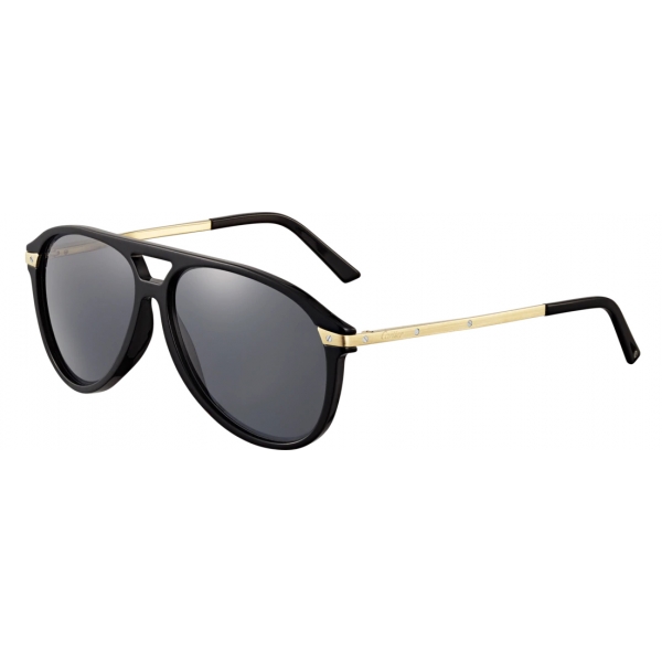 Cartier - Aviator - Combined Black Gold Champagne - Santos de Cartier - Sunglasses - Cartier Eyewear
