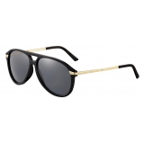 Cartier - Aviator - Combinato Nero Oro Champagne - Santos de Cartier - Occhiali da Sole - Cartier Eyewear