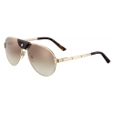 Cartier - Aviator - Metallo Champagne Marrone - Santos de Cartier - Occhiali da Sole - Cartier Eyewear