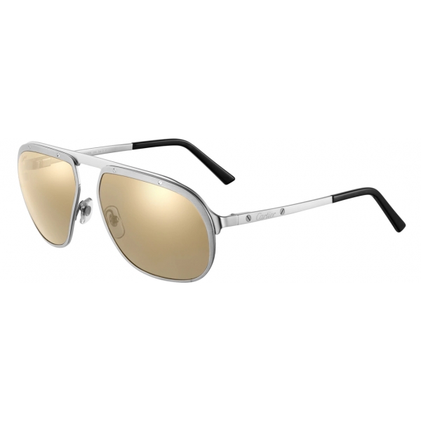Cartier - Aviator - Metal Platinum Ruthenium White Gold - Santos de Cartier - Sunglasses - Cartier Eyewear