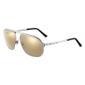 Cartier - Aviator - Metallo Platino Rutenio Bianco Dorato - Santos de Cartier - Occhiali da Sole - Cartier Eyewear