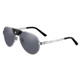 Cartier - Aviator - Metallo Rutenio Grigio - Santos de Cartier - Occhiali da Sole - Cartier Eyewear