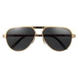 Cartier - Aviator - Metal Black Gold Chamapagne Grey - Santos de Cartier - Sunglasses - Cartier Eyewear