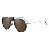 Cartier - Aviator - Metal Black Horn Carbon Platinum Brown - Santos de Cartier - Sunglasses - Cartier Eyewear