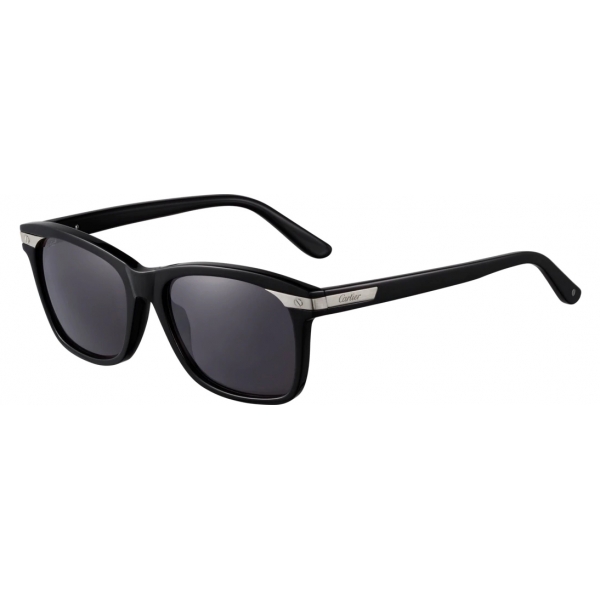 Cartier - Classic - Acetate Black Platinum Grey - Santos de Cartier - Sunglasses - Cartier Eyewear