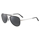 Cartier - Aviator - Metallo Platino Polarizzati Grigio - Santos de Cartier - Occhiali da Sole - Cartier Eyewear