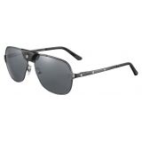 Cartier - Aviator - Metallo Nero PVD Polarizzati Grigi - Santos de Cartier - Occhiali da Sole - Cartier Eyewear