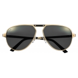 Cartier - Aviator - Metal Gold Champagne Polarized Grey Flash Gold - Santos de Cartier - Sunglasses - Cartier Eyewear