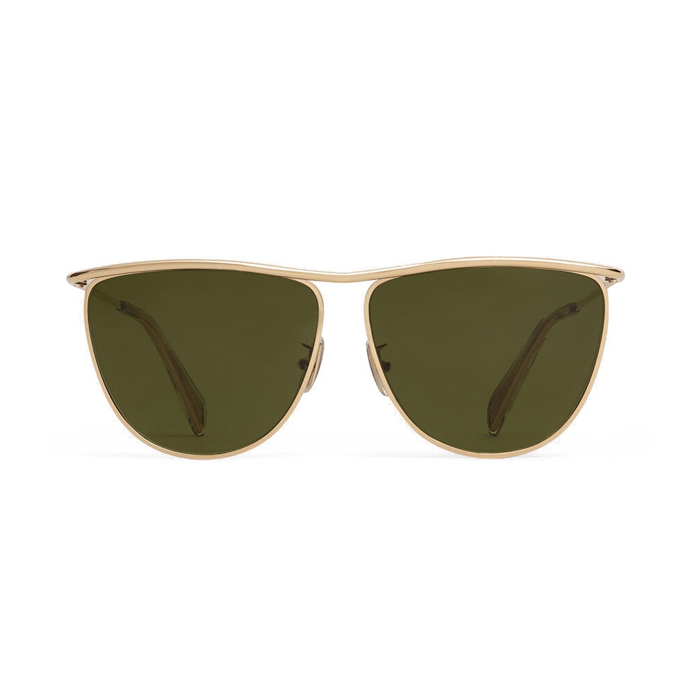 Saint Laurent Cat Eye Sunglasses in Gold-Gold-Green Metallic Womens Accessories Sunglasses 
