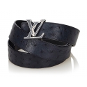 Louis Vuitton Vintage - Ostrich Leather Initiales Belt - Blue Navy - Leather Belt - Luxury High Quality