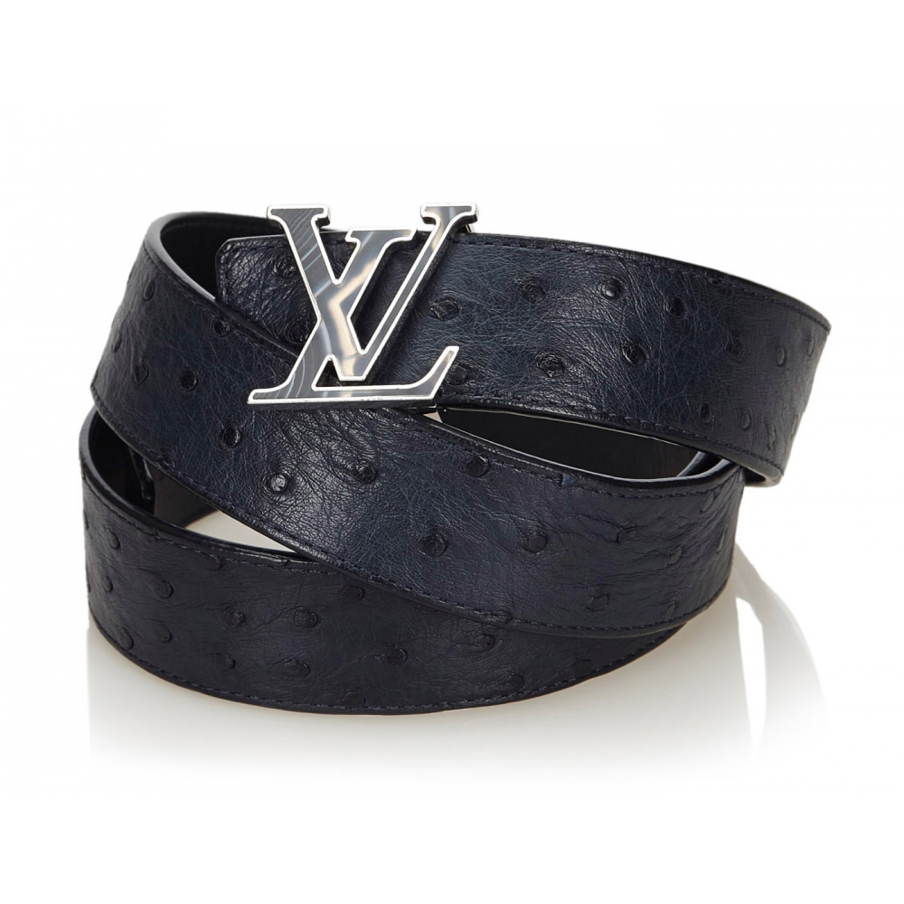 Louis Vuitton Vintage - Ostrich Leather Initiales Belt - Blu Navy - Cintura  in Pelle - Alta Qualità Luxury - Avvenice
