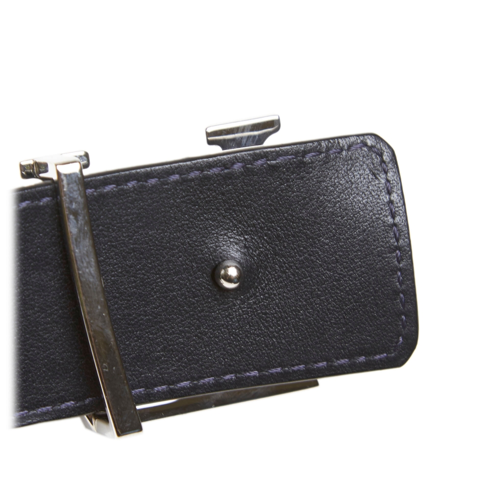 Louis Vuitton Vintage - Ostrich Leather Initiales Belt - Blue Navy - Leather Belt - Luxury High ...