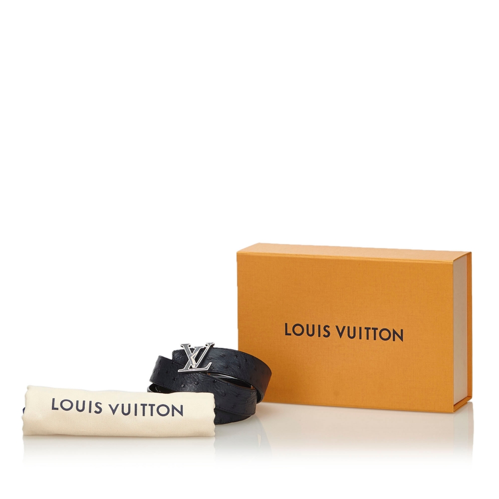 Louis Vuitton Vintage - Ostrich Leather Initiales Belt - Blu Navy - Cintura  in Pelle - Alta Qualità Luxury - Avvenice