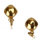 Chanel Vintage - CC Gold Toned Clip On Drop Earrings - Oro - Orecchini Chanel - Alta Qualità Luxury