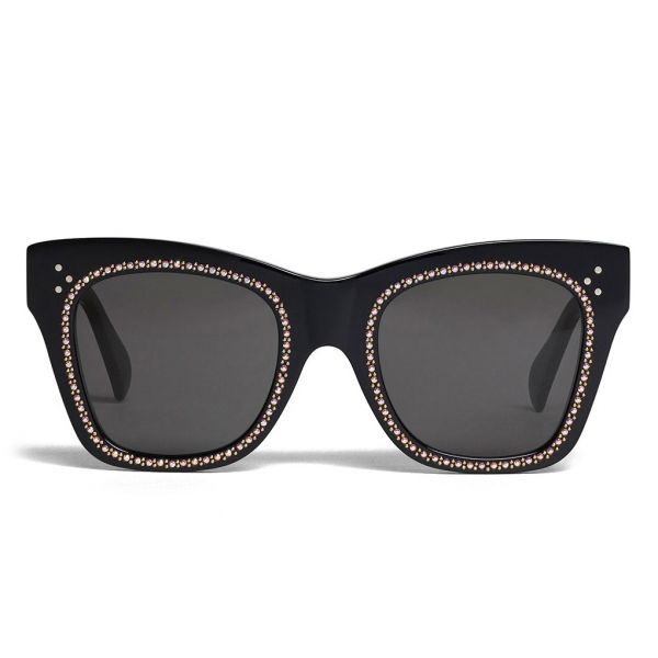 Céline - Classic Cat Eye Sunglasses in Acetate with Crystals - Black - Sunglasses - Céline Eyewear