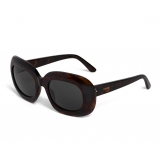 Céline - Oversized Oval Sunglasses in Acetate - Red Havana - Sunglasses - Céline Eyewear