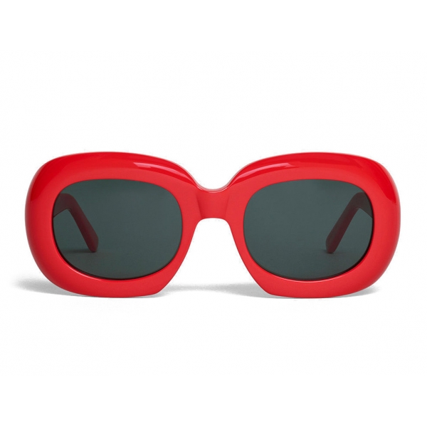 Céline - Oversized Oval Sunglasses in Acetate - Red - Sunglasses - Céline Eyewear