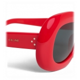 Céline - Oversized Oval Sunglasses in Acetate - Red - Sunglasses - Céline Eyewear