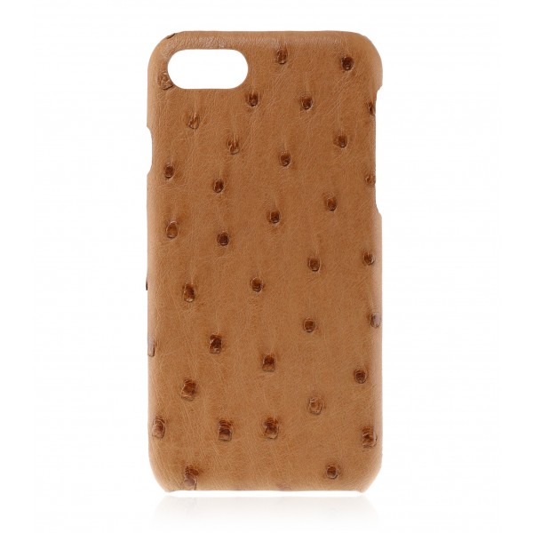 2 ME Style - Case Ostrich Cognac - iPhone 8 Plus / 7 Plus - Leather Cover